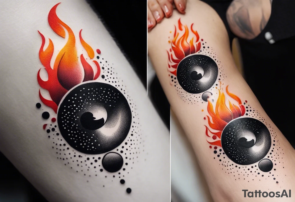 Music on fire tattoo idea