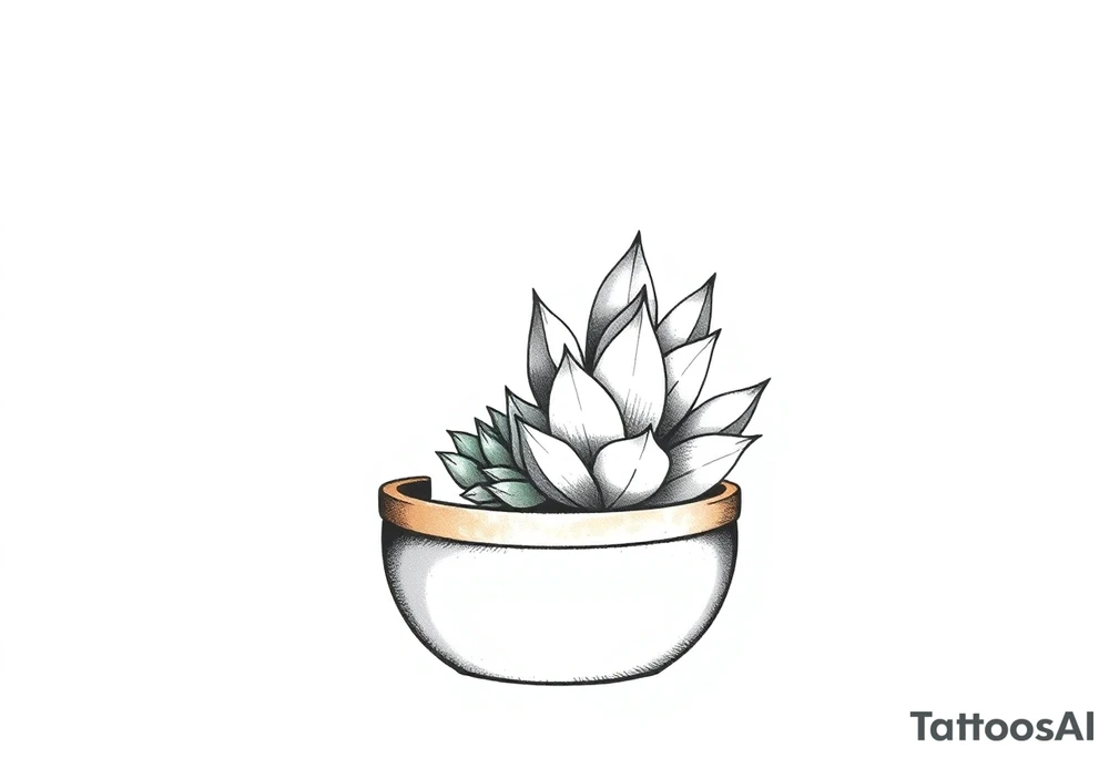 cute cacti and succulent in a pot tattoo idea