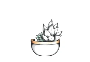cute cacti and succulent in a pot tattoo idea