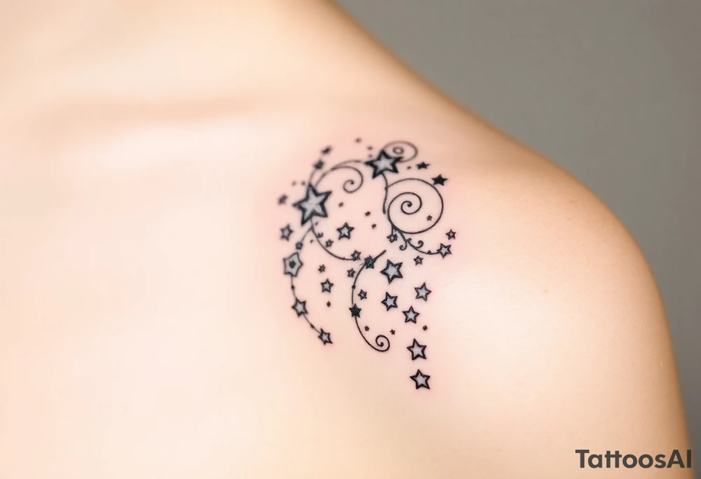 Cascade of stars swirl tattoo idea