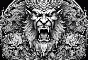 man fighting  demons tattoo idea