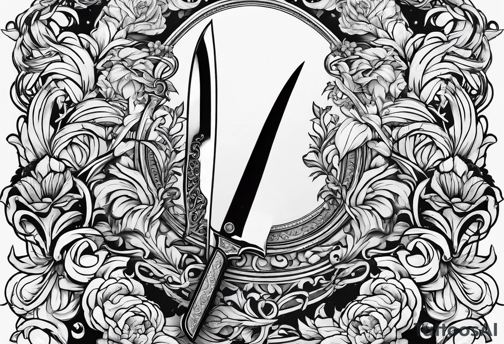 with a juctice emblem a knife and a scale tattoo idea