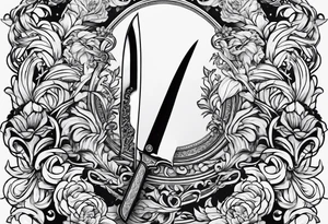 with a juctice emblem a knife and a scale tattoo idea