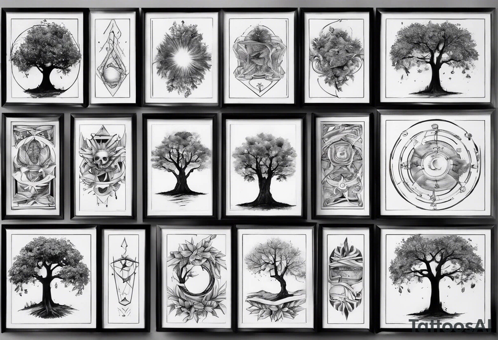 POV under a tree square framed minimalistic tattoo idea