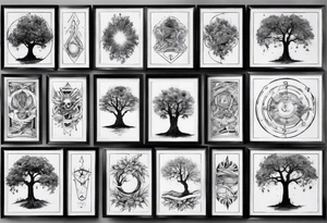 POV under a tree square framed minimalistic tattoo idea