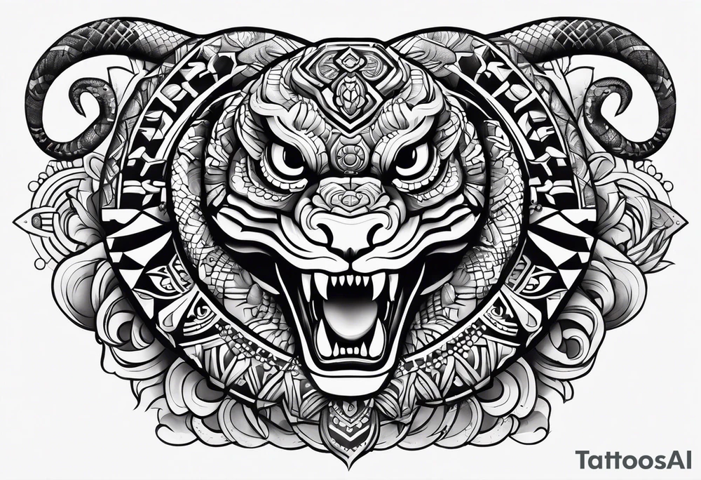 aztec snake sleeve tattoo idea