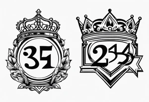 The numbers “334” in old school font with a crown next to the numbers tattoo idea