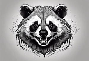 aggressive full body and killer face badger/wolverine with cute smile long nails and attacks tattoo idea