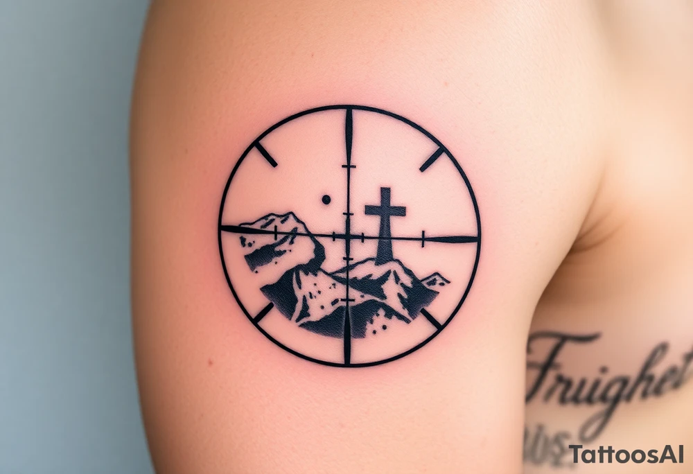 scope crosshairs with eerie fog in background tattoo idea