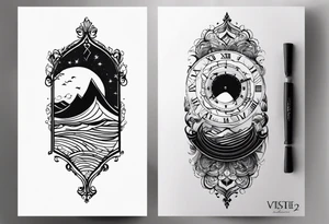 A balck tattoo for my shoulder with time and a date for my so 25.05.16 and a wave tattoo idea