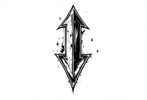 thick  arrow that show down tattoo idea