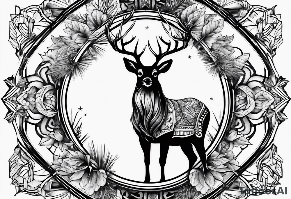 panache de chevreuil et sapinage tattoo idea