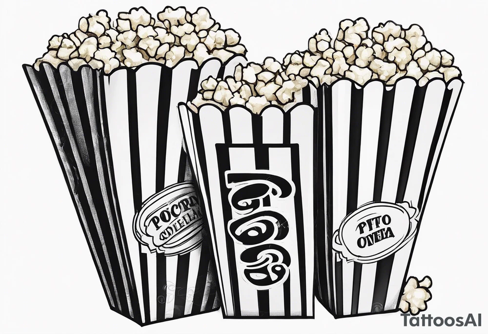 Traditional cinema Popcorn box with vertical stripes tattoo idea