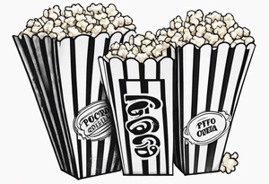 Traditional cinema Popcorn box with vertical stripes tattoo idea