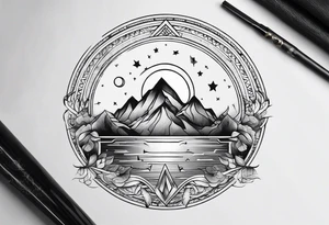 moon fine linework arrow tattoo idea