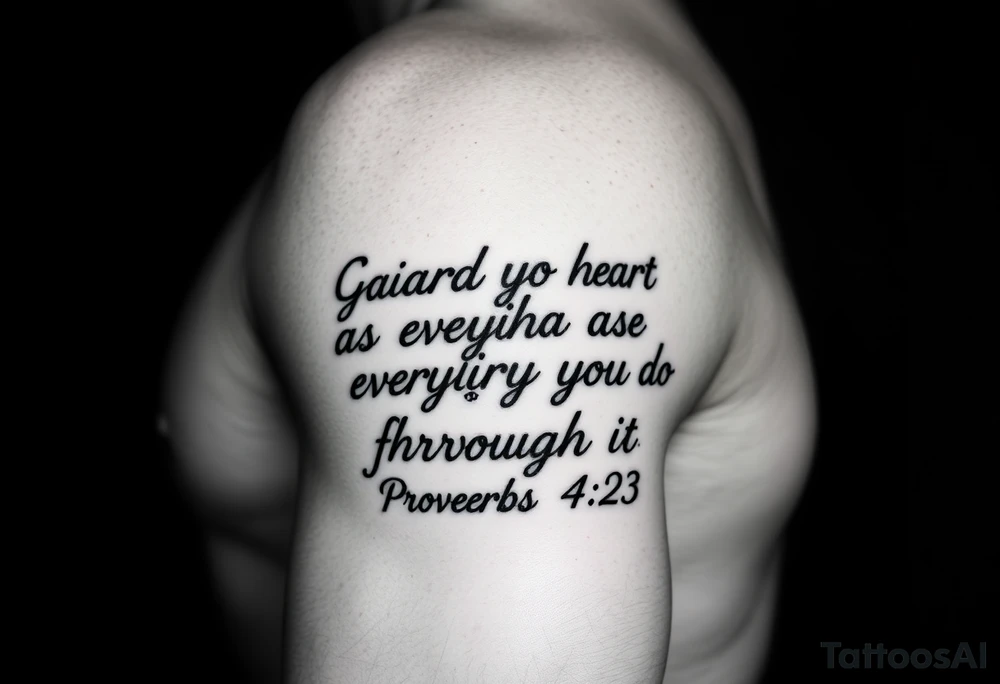 Bible verse Proverbs 4:23. Gaurd your heart as everything you do flows through it tattoo idea