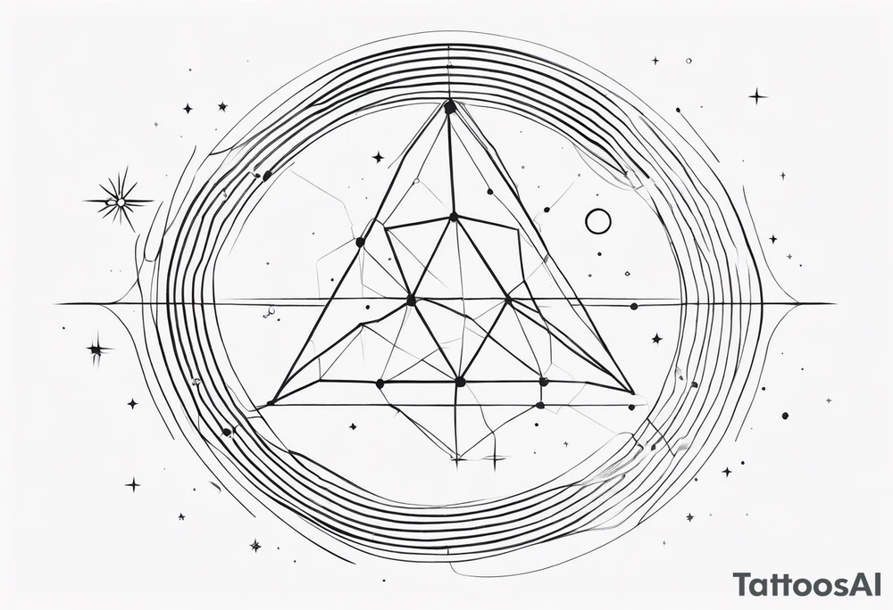 A giant vivern with thin lines on the background of the constellation elegant tattoo idea