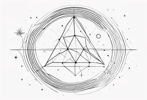 A giant vivern with thin lines on the background of the constellation elegant tattoo idea