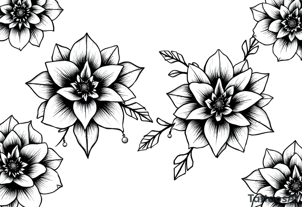 ornaments of flowers tattoo idea