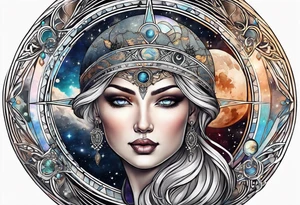 Moon and earth compass tattoo idea
