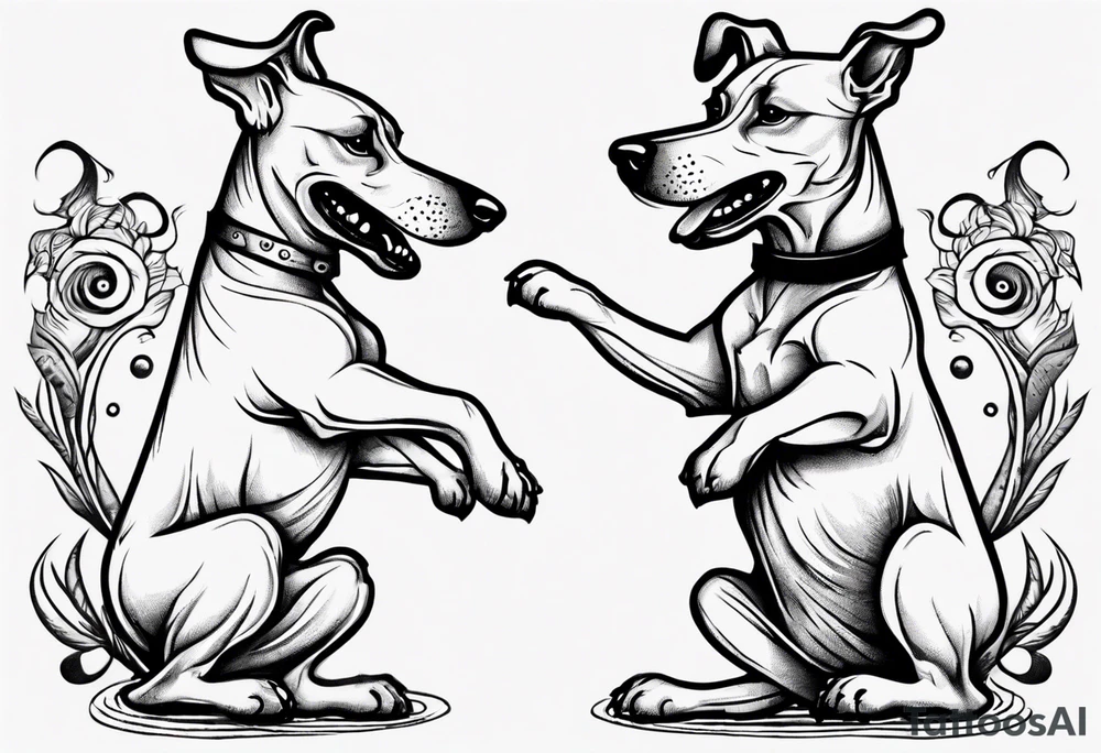 two dogs dancing on their hind legs. tattoo idea