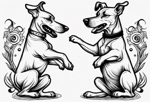 two dogs dancing on their hind legs. tattoo idea