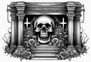 Christian tomb with crosses and smoke tattoo idea