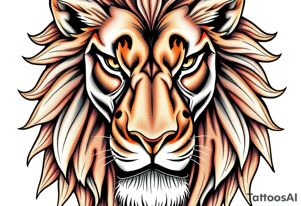 powerful majestic lion, close-up tattoo idea