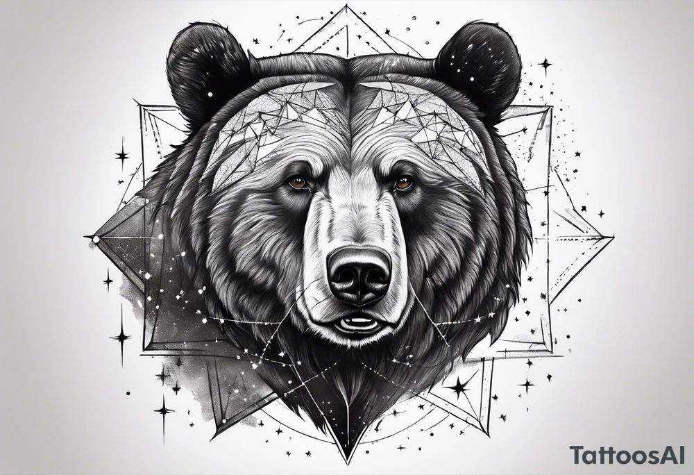 great bear star constellation, realistic, for men tattoo idea