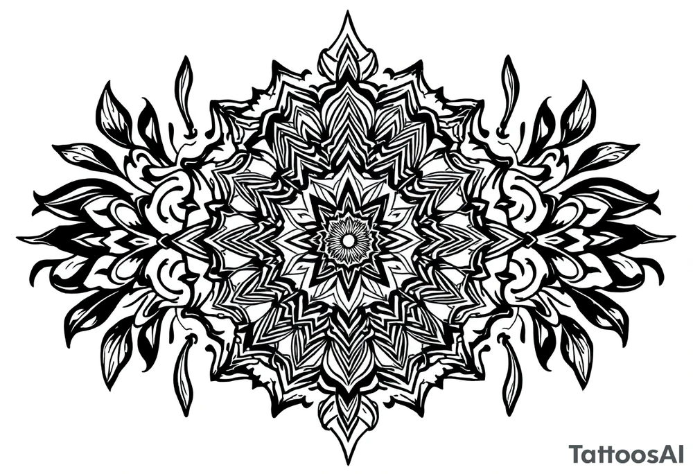 long mandala shaman and witch style mytical with ancient rhyme tattoo idea