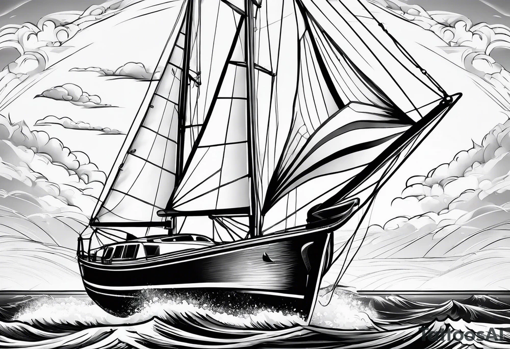 bow of a sailboat. tattoo idea