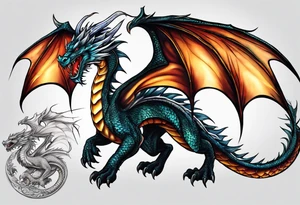 Flying dragon, breath fire tattoo idea