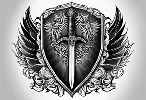 Valhalla church sword shield axe tattoo idea