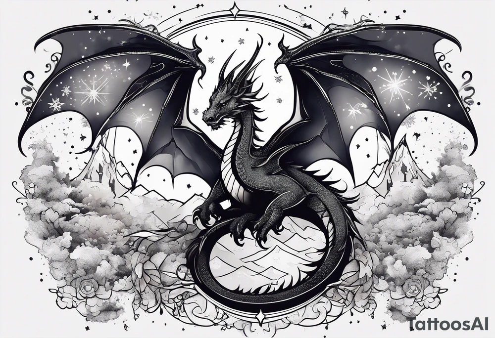 Constellation, wing , snow , cross , dragon japan kawaii tattoo idea