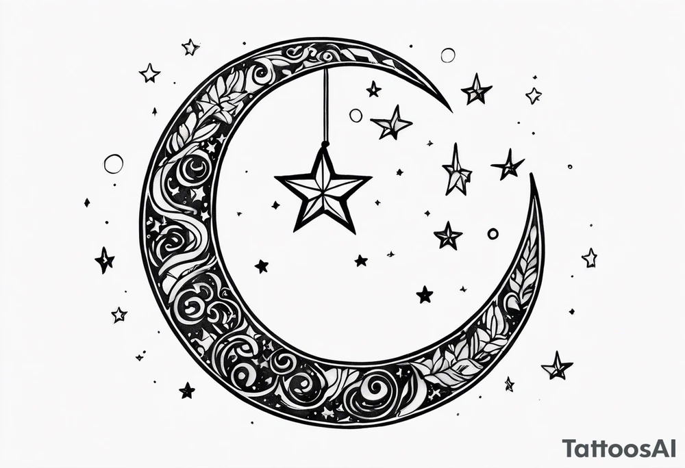 Crescent Moon & Stars tattoo idea