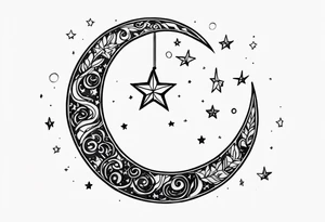 Crescent Moon & Stars tattoo idea