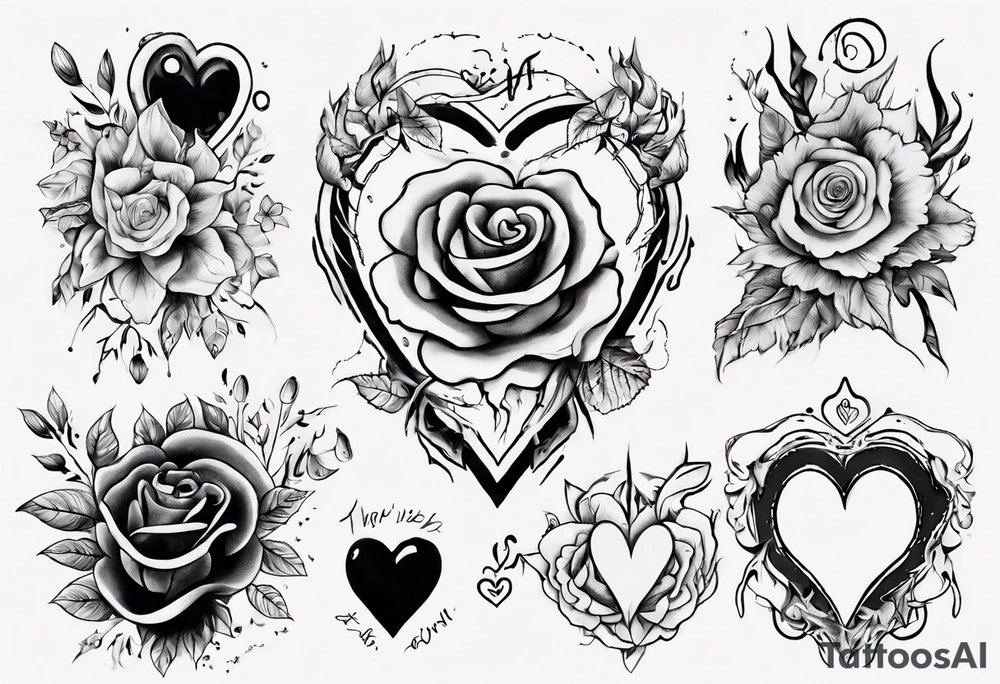 “through thick and thin” with a heart tattoo idea