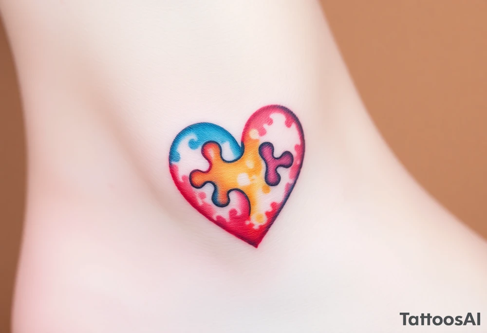 autism heart puzzle shape symbol tattoo idea