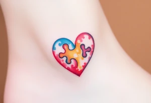 autism heart puzzle shape symbol tattoo idea