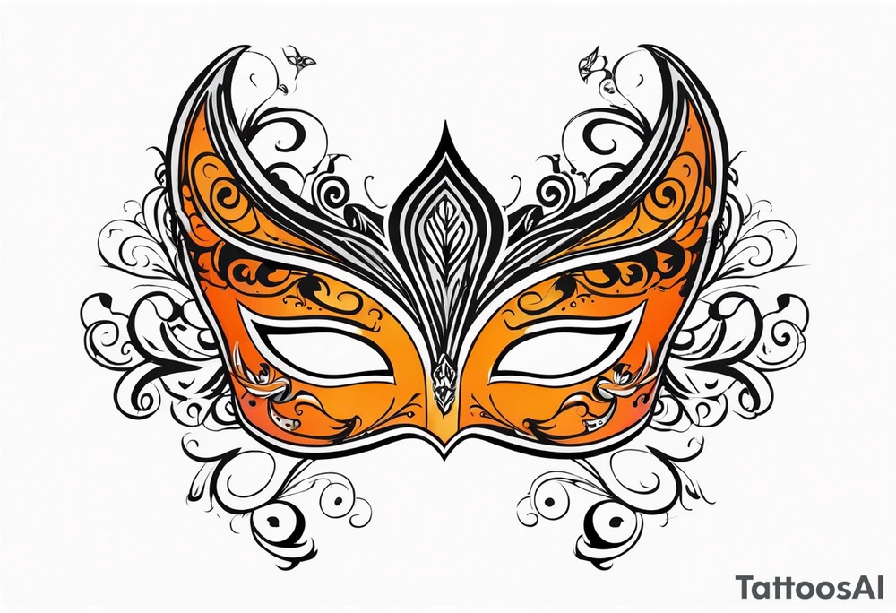 Masquerade mask that is orange and black simple tattoo idea