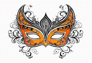 Masquerade mask that is orange and black simple tattoo idea
