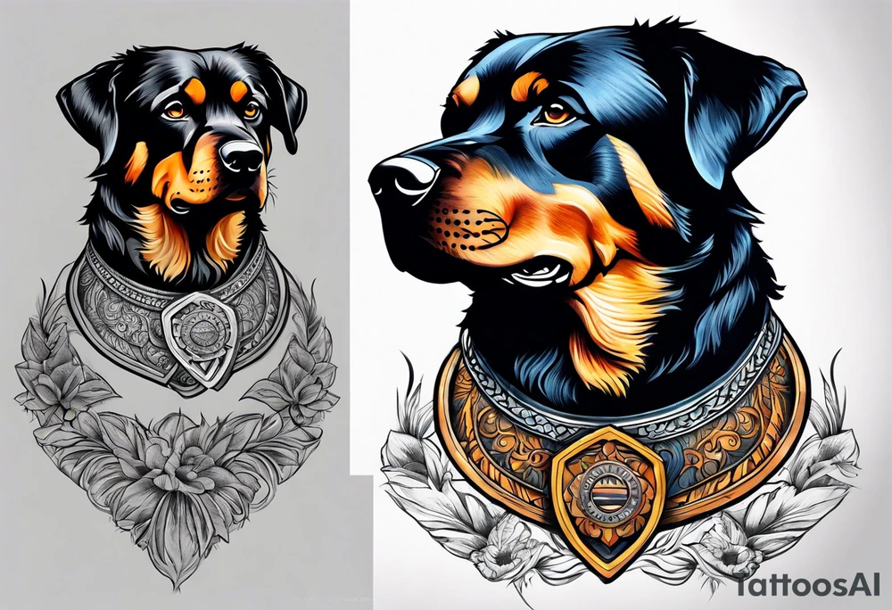 Barking Rottwieller tattoo idea