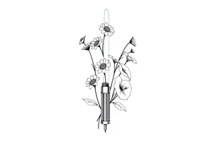 Lightsaber holding daisies, lily of the valley, and morning glories tattoo idea