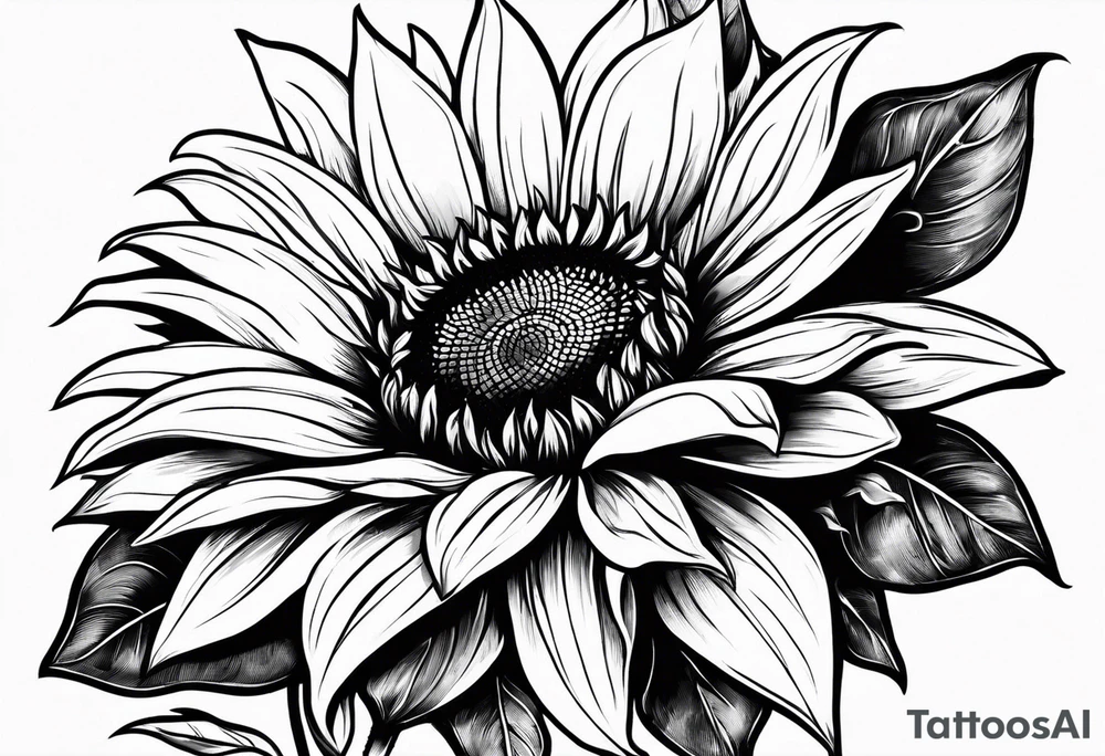 sketch sunflower tattoo idea