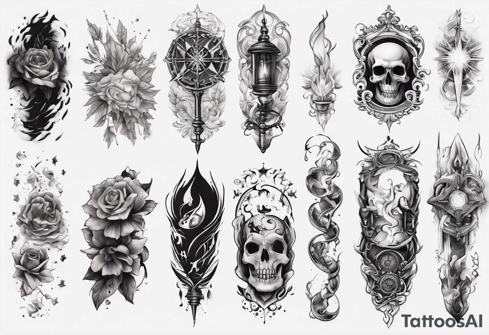 Light and dark sleeve tattoo idea