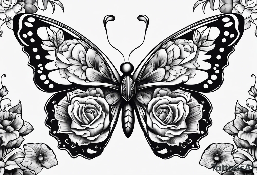 Butterflies and knife tattoo idea