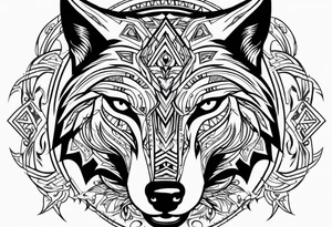 Angry tribal wolf head tattoo idea
