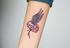 A phoenix flying out of a brain looking powerful tattoo idea