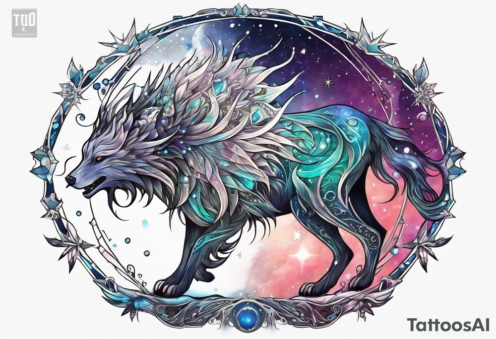 Constellation, animal alien, snowflake tattoo idea
