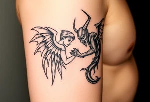 beautiful angel vs a demon tattoo idea